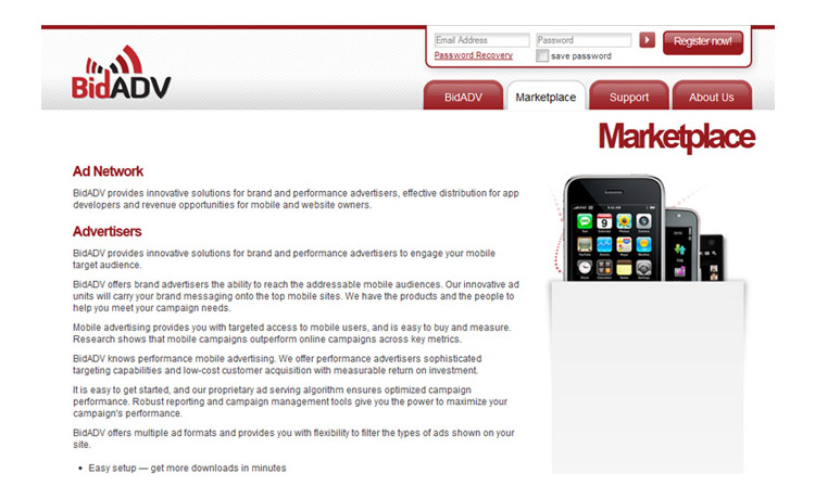 BidAdv internal page