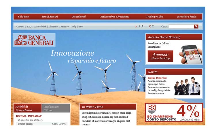 Generali home page Layout