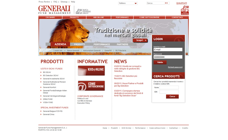 Generali Official home page Layout