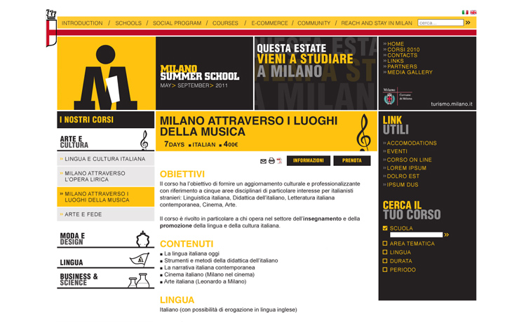 Milano Summer School internal page