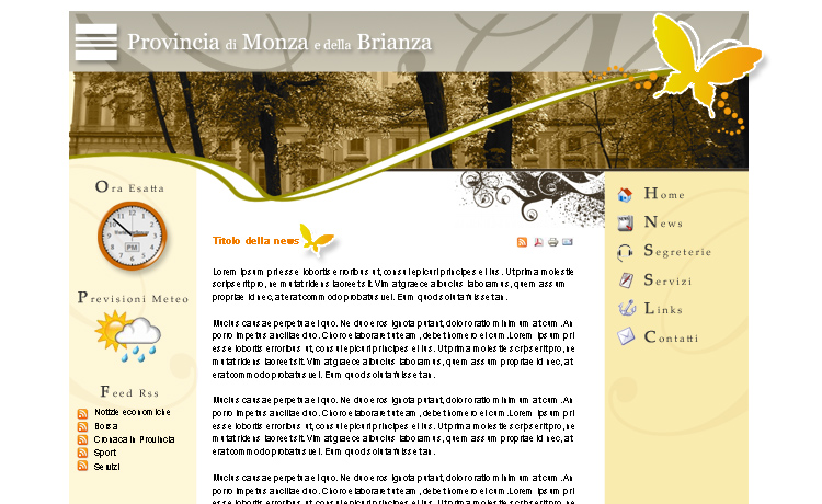 Provincia Monza e Brianza Intranet Home page Layout