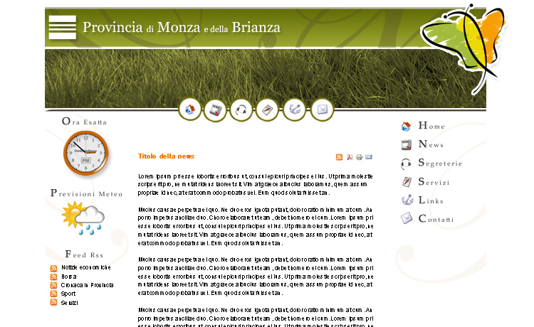Provincia Monza e Brianza Intranet page Layout